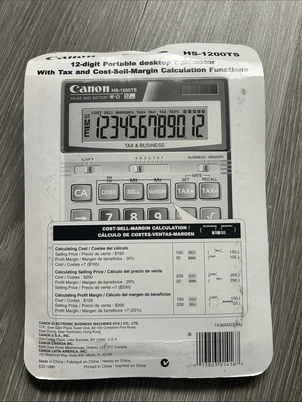 NWT Canon HS-1200TS Business calculator featuring solar and battery power